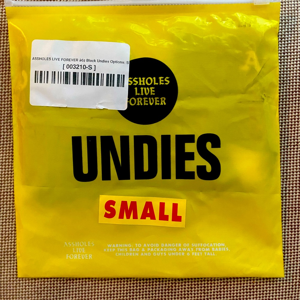 Assholes Live Forever Black Cotton Panties size Small